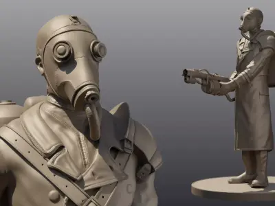 Steampunk Flame Thrower Miniature Figure  3d print  3D print model