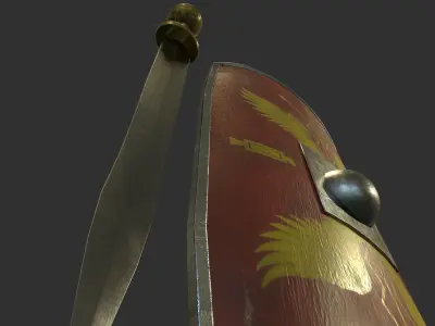 Gladius and Scutum Low-poly 3D model