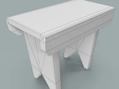 stool wooden Low-poly 3D model
