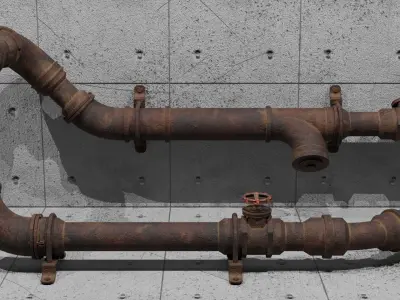 Game-Ready Modular Pipes Asset Low-poly 3D model