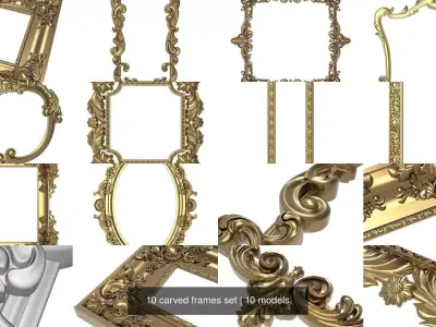 10 carved frames set 3D Model Pack