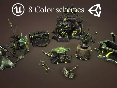 Undead forge collection Low-poly 3D model