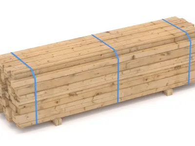 Wooden Beams 02 Low-poly 3D model