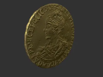 Old coin Catherine 3D print model