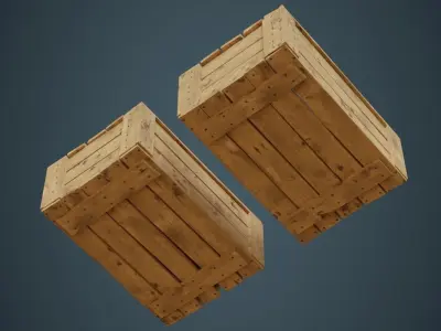 Wooden Box 4A Low-poly 3D model