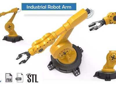 Industrial robot arm Low-poly 3D model order