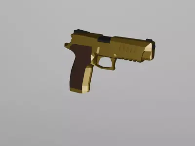 LowPoly Golden Gun Low-poly 3D model