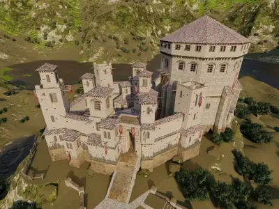 Medieval Castle 3D model 6
