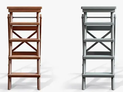 Step Ladder Folding Wooden Low-poly 3D model