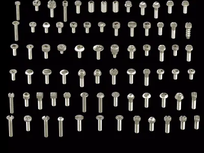 166 Screw Bolt head Pack Low-poly 3D model