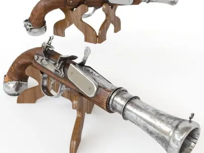 Pistols two flintlock 3D model