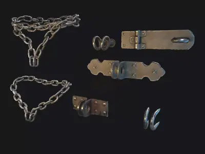 Accessories for mounting Padlock Low-poly 3D model