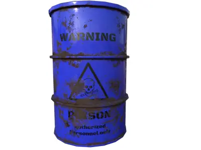 Barrel Blue Damage Signal Low-poly 3D model