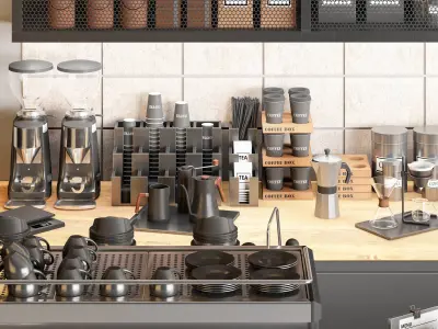 industrial coffee shop 3D model purchase