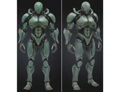 Futuristic Bio Mech Robot Low-poly 3D model