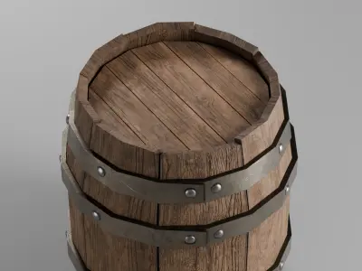 Wooden barrel Free low-poly 3D model 6