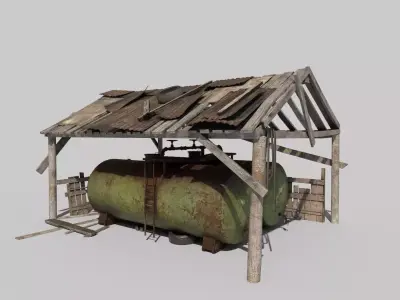 Old oil tank in open storage 3D model