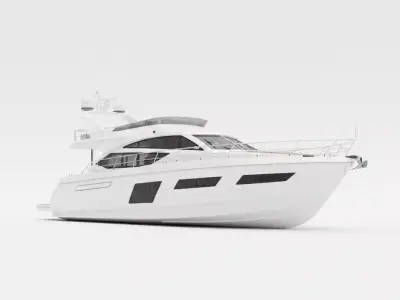 Modern Luxury Flybridge Motor Yacht Low-poly 3D model