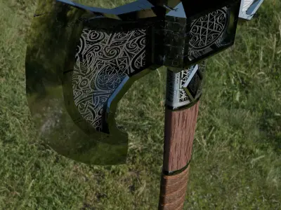 3D woodcutting axe hatchet tool Free low-poly 3D model
