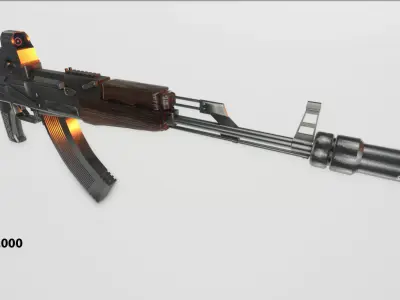 Ak-47 rifle Low-poly 3D model 5