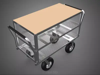 DISH TRANSPORT KITCHEN FOOD RESTAURANT ROLLING TRAY TROLLEY CART 3D model