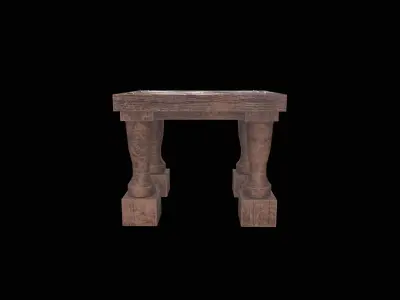  Square Stool Low-poly 3D model