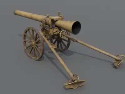 Type 4 105mm Recoilless Gun Low-poly 3D model