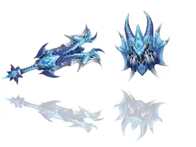Dragon Scales Sword and Shield Low-poly 3D model
