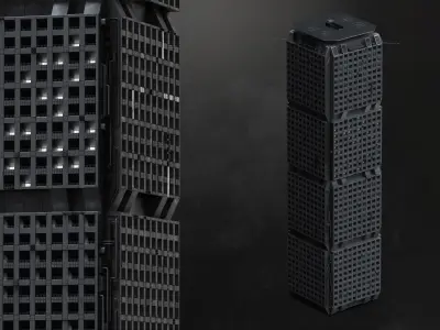 Brutalist Scifi Housing Block 3D model