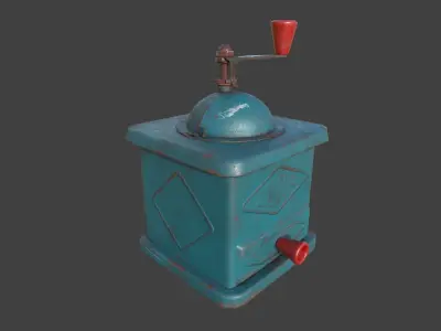 Vintage coffee grinder cloudy blue Low-poly 3D model