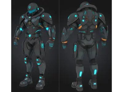 Armored Space Soldier Low-poly 3D model