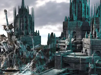 Van Helsing Mountain castle Tower 3D model