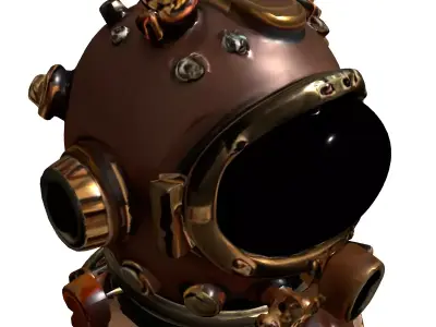 Vintage Deep Sea Diving Helmet Low-poly 3D model