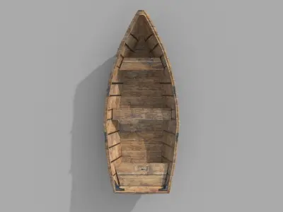 Classic wood Boat Low-poly 3D model