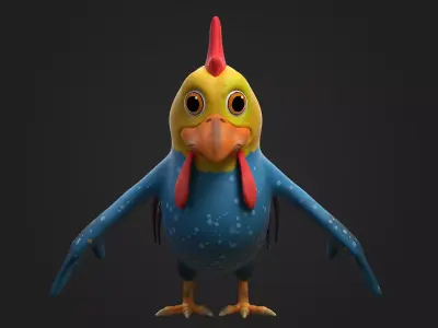Stylized Cartoon Chicken Character 3D model