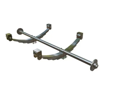 Leaf spring or carriage spring 3d model with axle  Low-poly 3D model