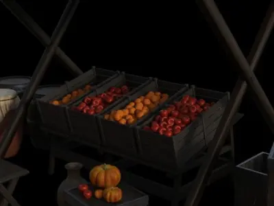 Display stand fruits Store Low-poly 3D model