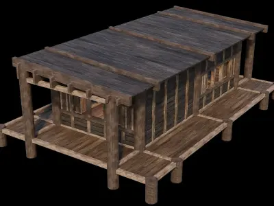 Medieval Houses 19 - 4K Textures Game Ready Low-poly 3D model