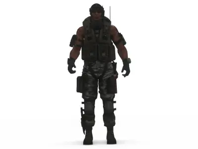 Elite Modern Soldier 3D Model  Rigged and Game Ready Low-poly 3D model