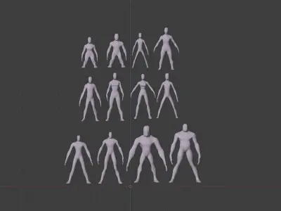 Alien Fantasy Character Base Meshes Low-Medium Poly Low-poly 3D model