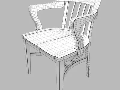 Antique Solid Oak Library Chair 1930 -1950 Low-poly 3D model