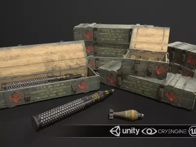 Ammo Box Set Low-poly 3D model