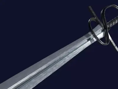 Xyphos sword with Flamberge handle Low-poly 3D model