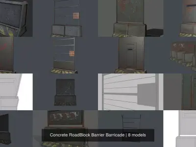 Concrete RoadBlock Barrier Barricade 3D Model Pack purchase