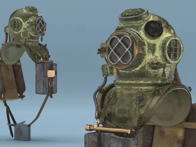  Vintage Diver Air Supply Unit with Twin Tanks Used 