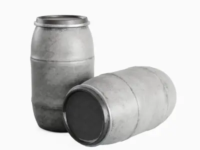 Dirty Plastic Barrel 05 Low-poly 3D model