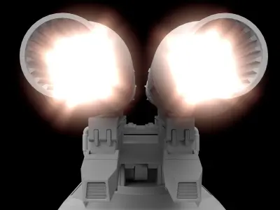 Lowpoly Missile Launcher Turret and Gun Turret Low-poly 3D model
