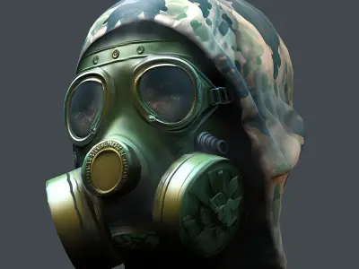 Gas mask helmet 3d model military combat Low-poly  Low-poly 3D model order