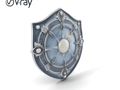 Moonstone War Shield With Platinum Gears model pack Low-poly 3D model