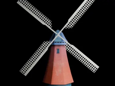 Windmill 3 Color Low Poly Game Ready Model Low-poly 3D model